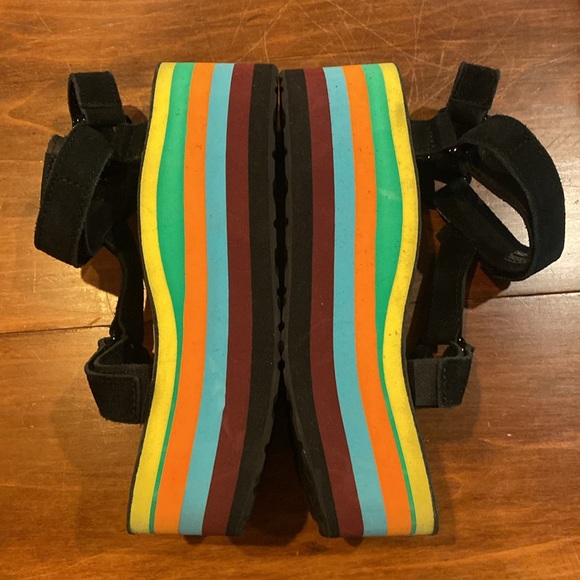 TEVA Opening Ceremony Rainbow Platform Shoe Sandal Suede Adjustable Straps 7 NEW - Picture 10 of 16